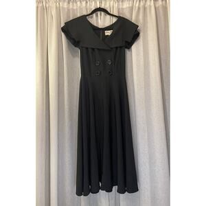 Bettie Page by Tatyana retro black sailor midi dress size small